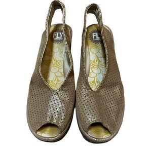 Fly London Gold Peep Toe Sandals